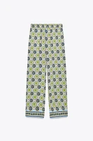 PRINTED WIDE LEG PANTS