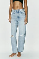 HIGH-WAIST RIPPED MOM FIT JEANS