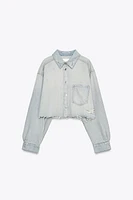VESTE COURTE EN JEAN TRF DÉCHIRURES