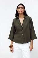 WIDE SLEEVE LINEN SHIRT