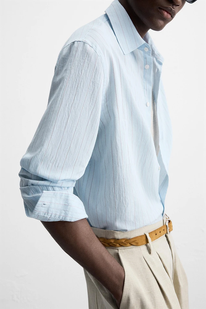 STRIPED FLOWY SHIRT