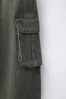 PANTALON BARREL EN SERGÉ AVEC POCHES