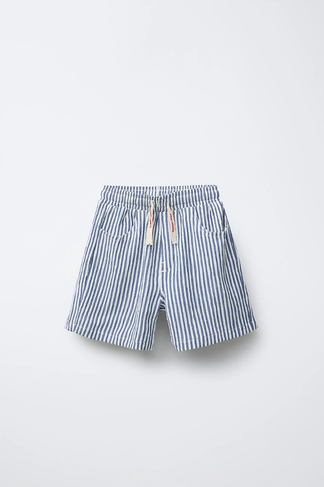 STRIPED TEXTURED SHORTS