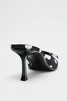 SATIN EFFECT POLKA DOT SANDALS