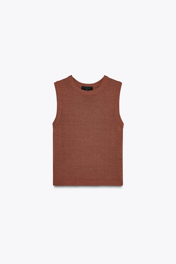 LINEN KNIT VEST TOP
