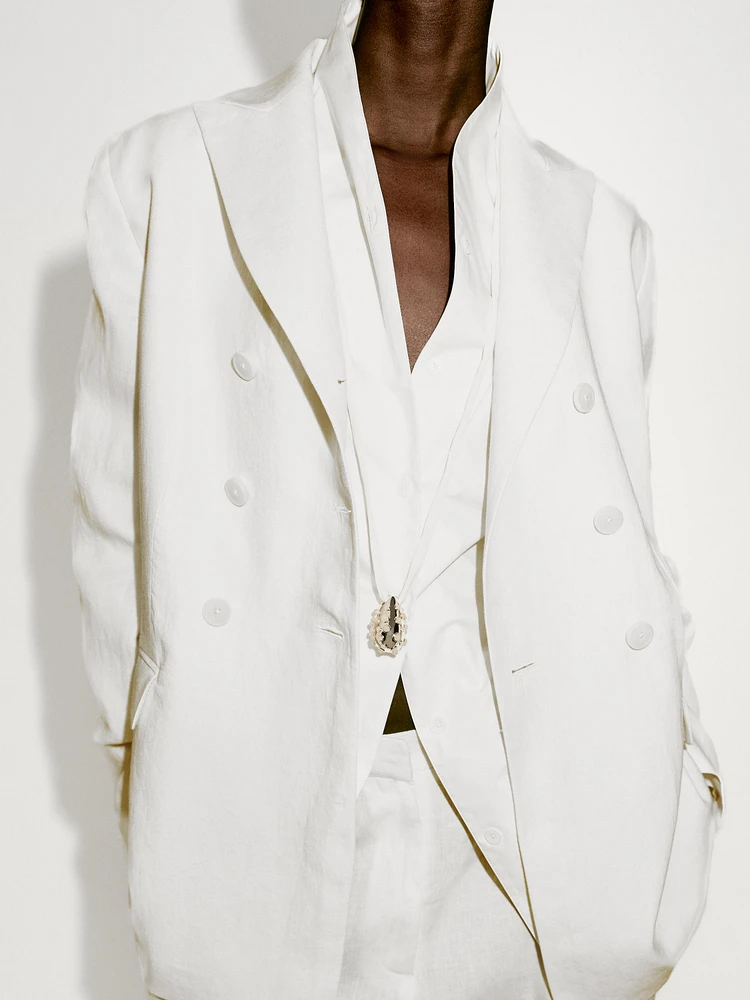Blazer cache-cœur moulant en lin - Limited Edition