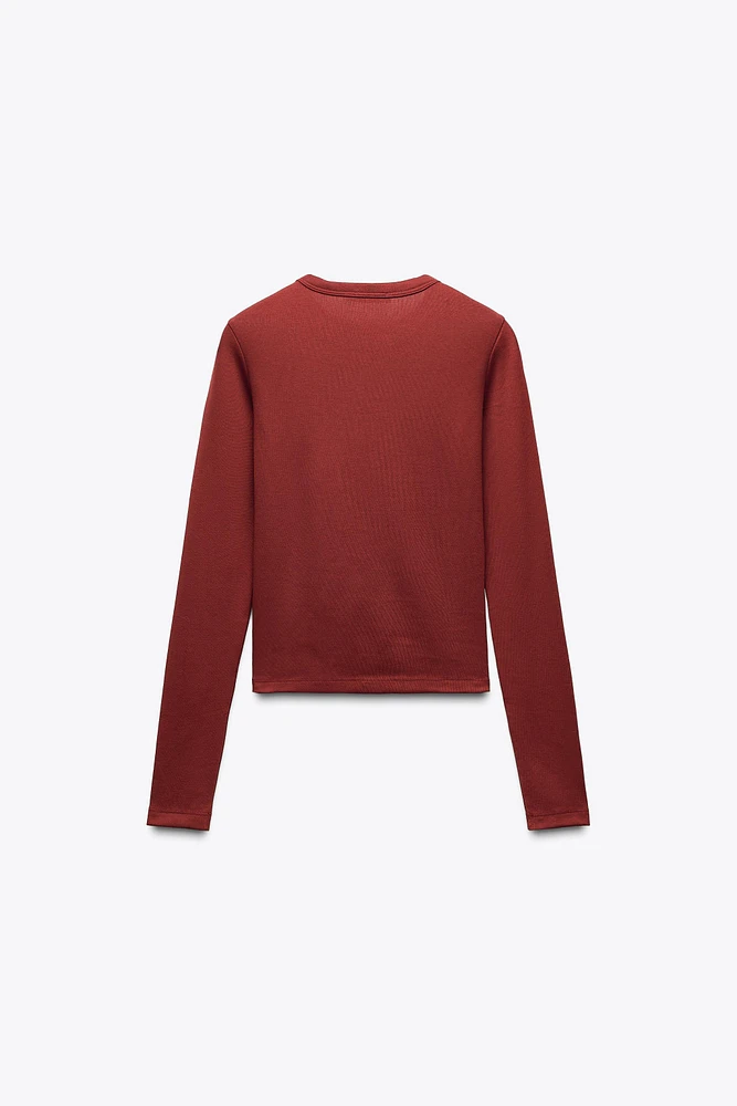 T-SHIRT COTON MODAL MANCHES LONGUES