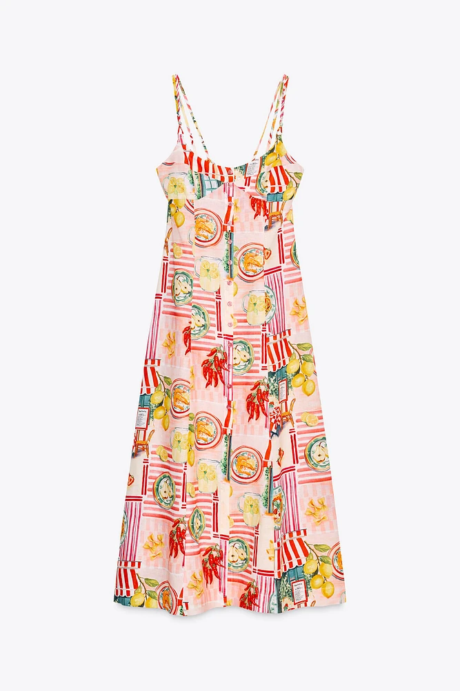 ROBE MIDI IMPRIMÉE PATCHWORK AVEC LIN