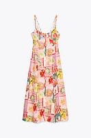 ROBE MIDI IMPRIMÉE PATCHWORK AVEC LIN