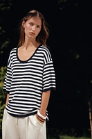TOP OVERSIZE EN MAILLE MANCHES COURTES