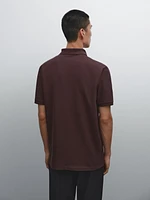 Micro textured piqué cotton polo shirt