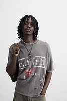 WASHED PRINT KNIT T-SHIRT