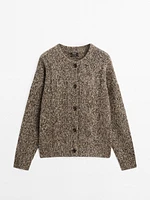 Cardigan maille moulinée 100 % cachemire