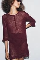 CROCHET KNIT MINI DRESS
