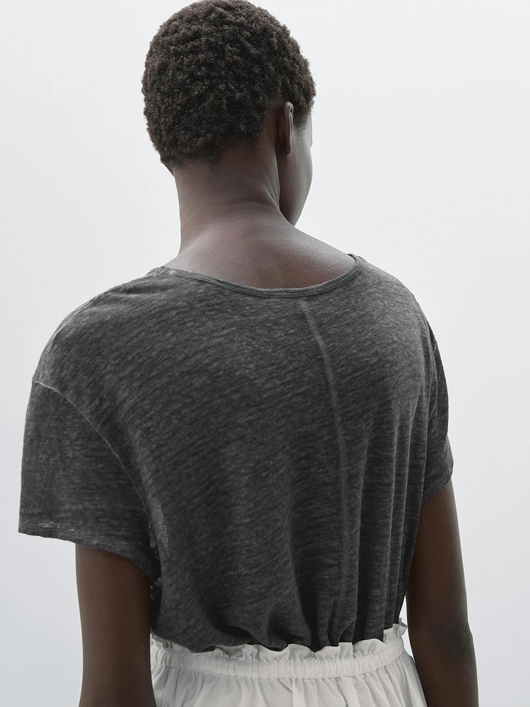 T-shirt 100 % lin à manches courtes