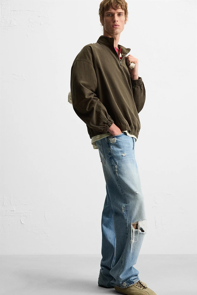 DENIM QUARTER-ZIP JACKET
