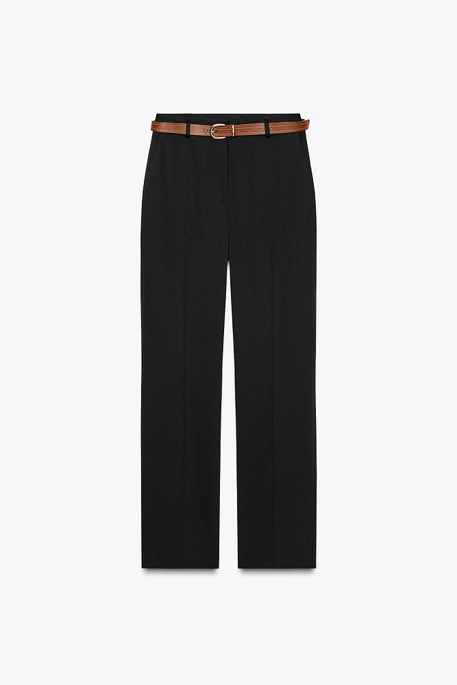 BELTED STRAIGHT LEG PANTS