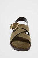 FLAT SUEDE STRAP SANDALS