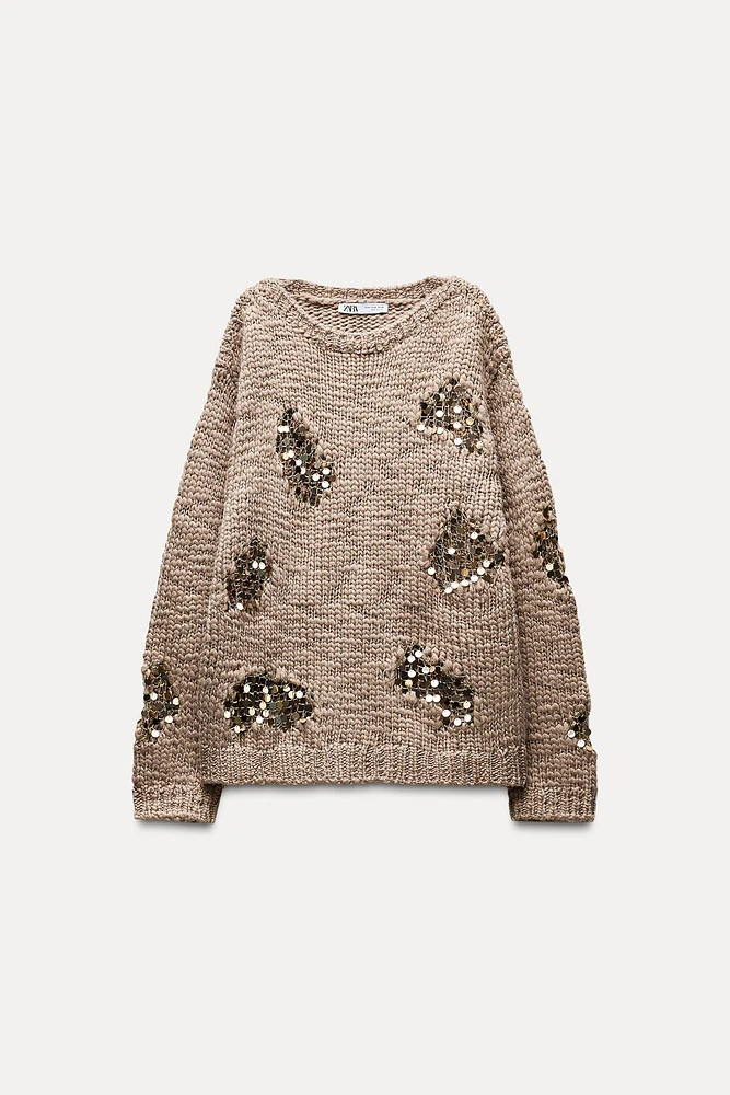 SEQUINED KNIT SWEATER