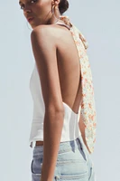 PRINTED SCARF HALTER VEST TOP