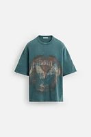 T-SHIRT EN MAILLE IMPRIMÉ DÉLAV