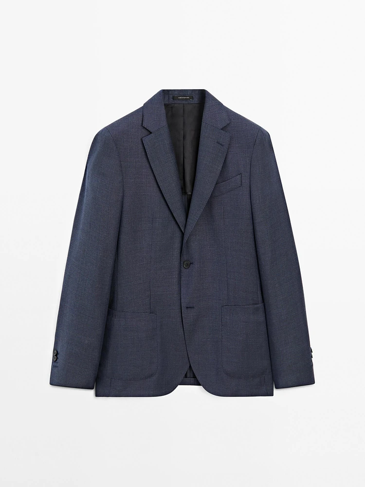 Blazer texturé 100 % laine