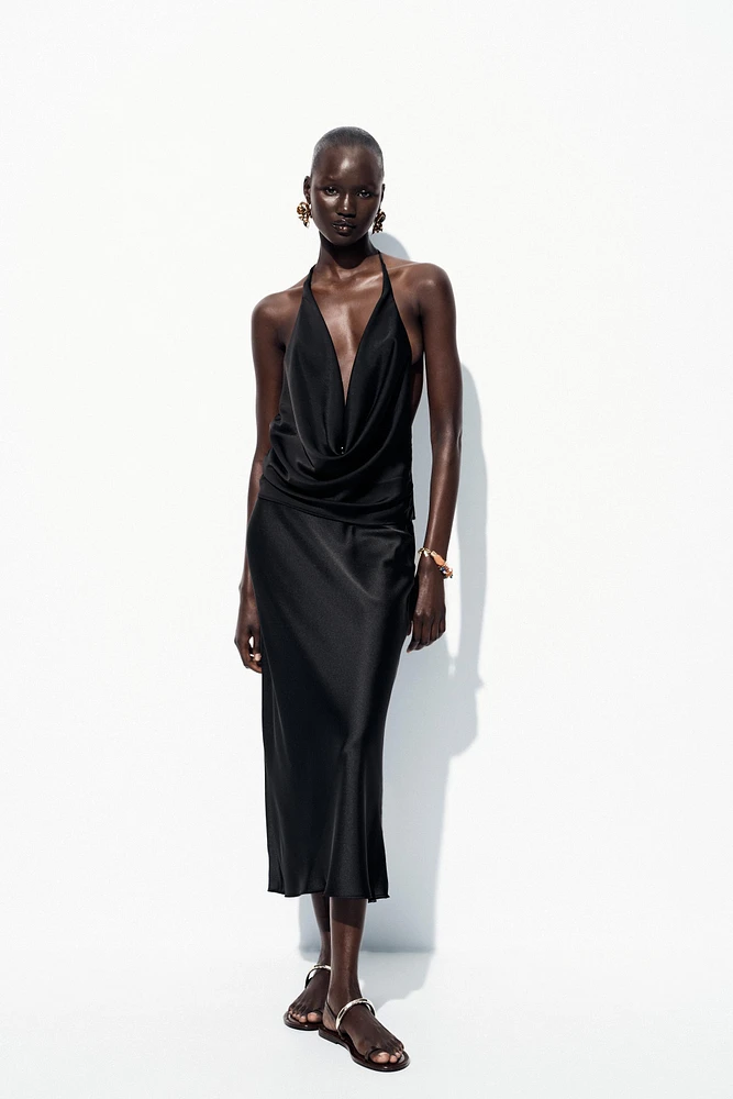 SATIN MIDI SKIRT