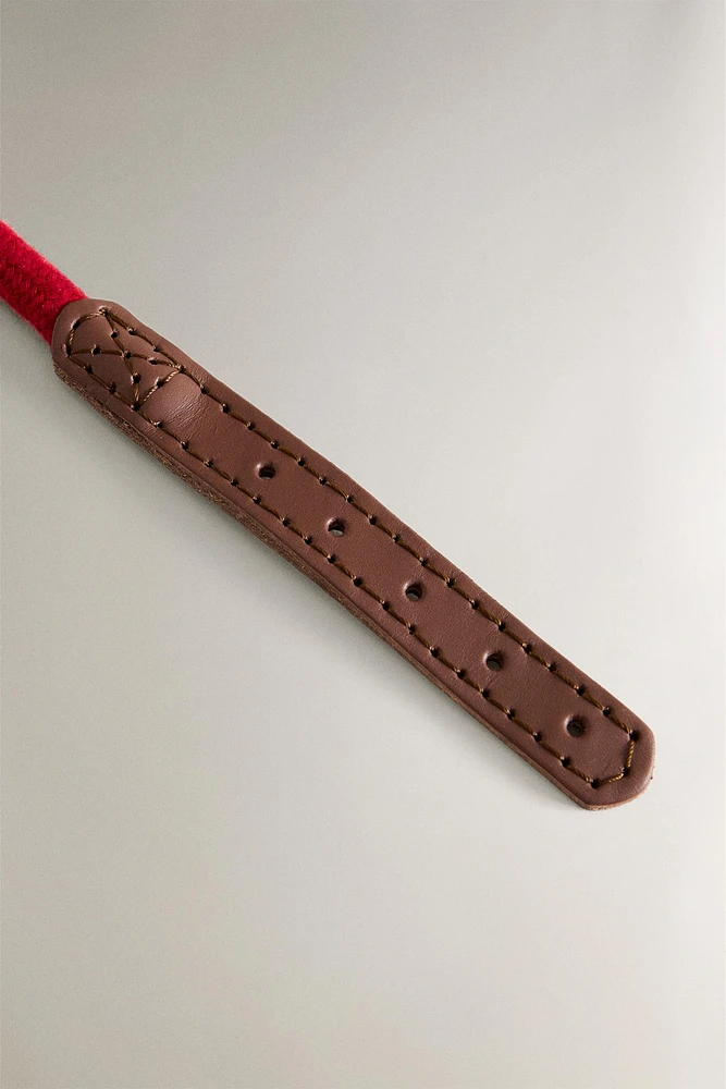 LEATHER AND ROPE DOG NECKLACE