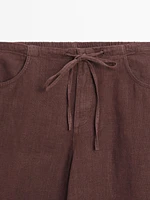 Pantalon droit avec poches 100 % lin
