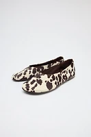 ANIMAL PRINT FABRIC BALLET FLATS