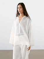 Semi-sheer long flowing shirt