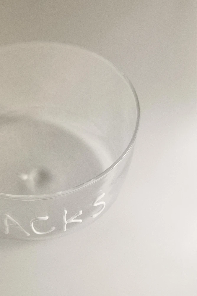 BOROSILICATE GLASS BOWL WITH SLOGAN