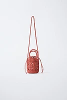 HEARTS RAFFIA BUCKET BAG