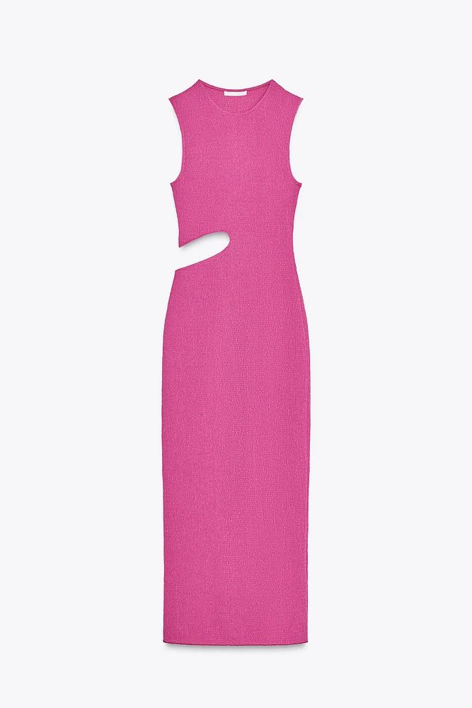 LONG TEXTURED CUT OUT DRESS