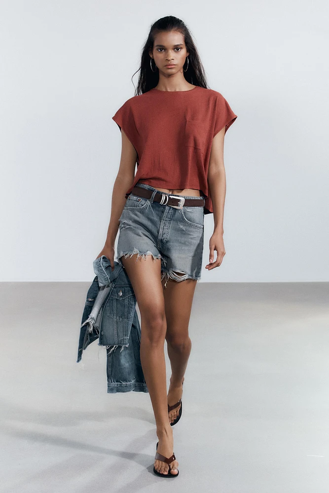 LINEN T-SHIRT WITH POCKET