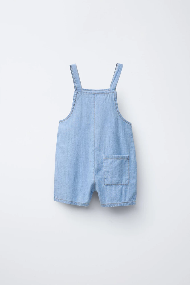 FLOWY DENIM OVERALL SHORTS