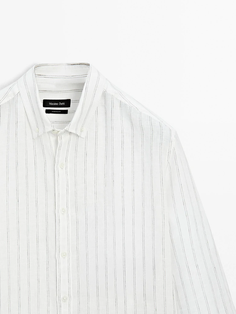 Chemise regular fit 100 % lin rayures