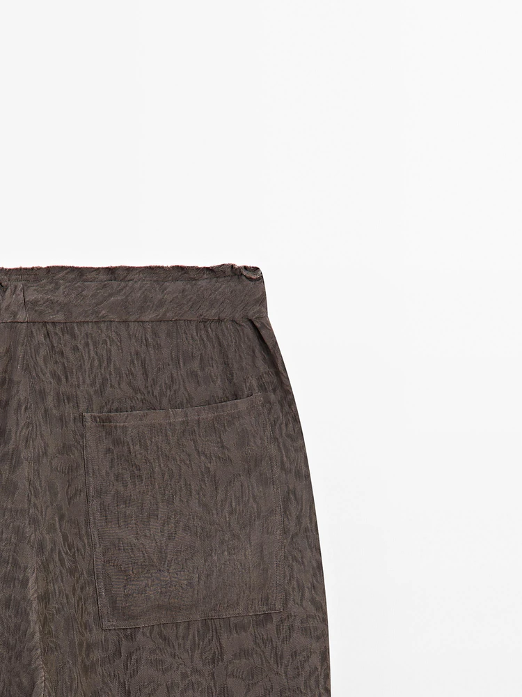 Flowing wide-leg jacquard trousers