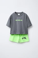 PRINTED T-SHIRT AND BERMUDA SET