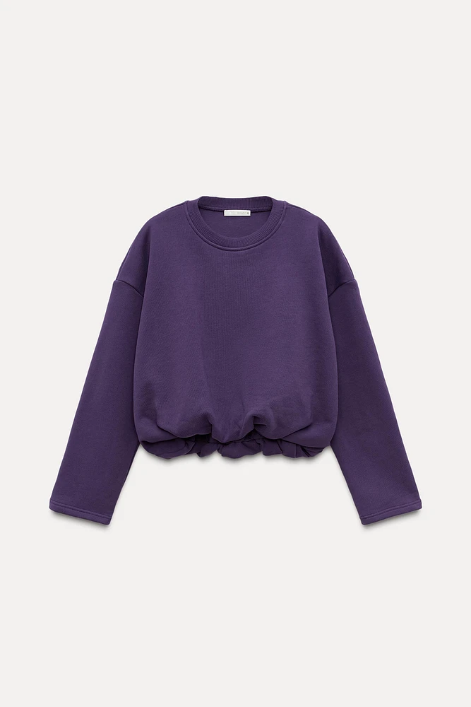 GATHERED CROPPED SWEATSHIRT