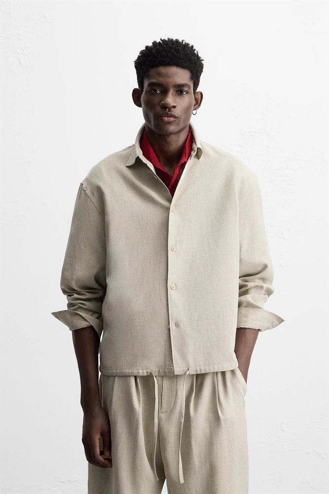 LINEN TEXTURED OVERSHIRT