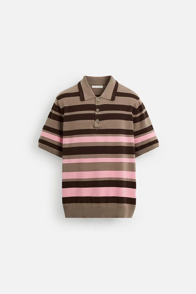 POLO EN MAILLE JACQUARD À RAYURES