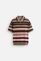 POLO EN MAILLE JACQUARD À RAYURES