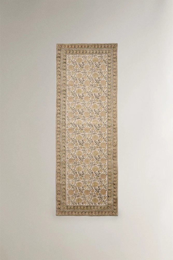 FLORAL PRINT COTTON AREA RUG