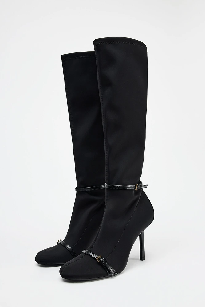 THIN HEEL ANKLE STRAP BOOTS