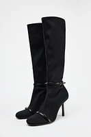 THIN HEEL ANKLE STRAP BOOTS