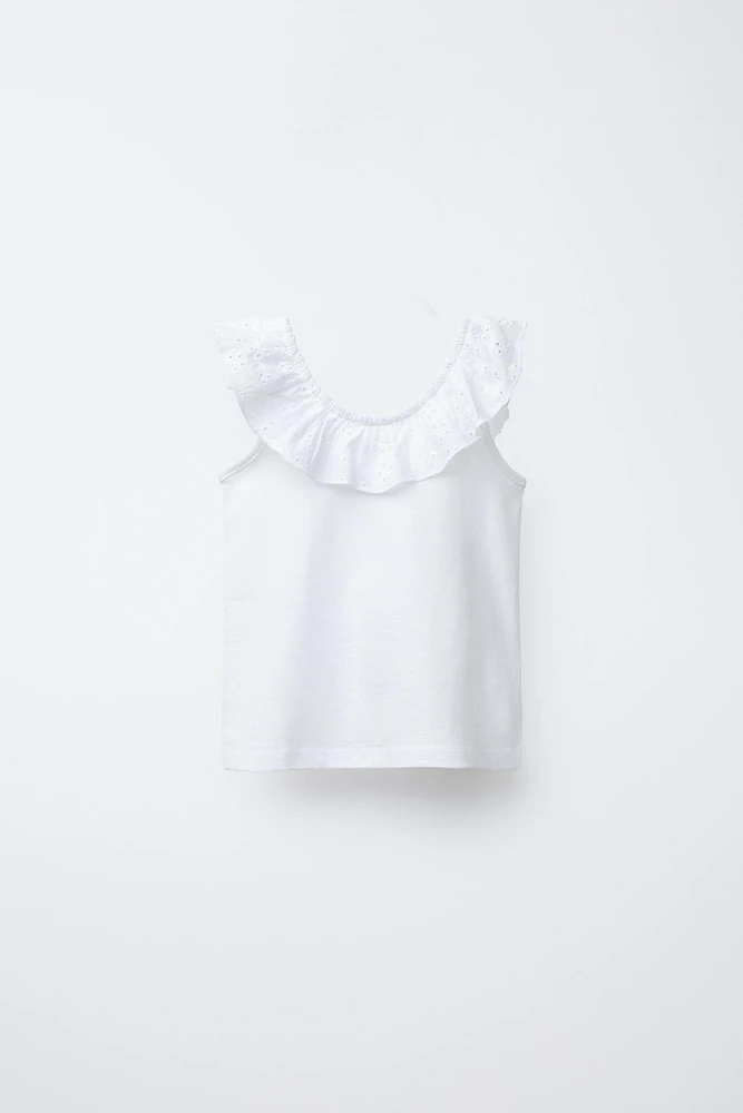 HAUT À VOLANTS EN BRODERIE SUISSE