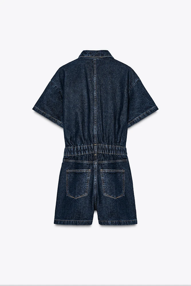 COMBINAISON COURTE EN DENIM Z1975 À MANCHES COURTES