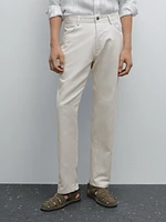 Cotton blend tapered fit denim trousers
