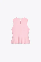 TIE-DETAIL PEPLUM KNIT TOP
